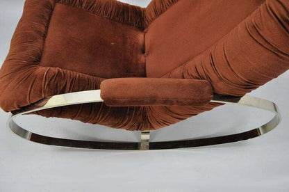 Mid Century Modern Guido Faleschini Chrome & Brass Milo Baughman Rocking Chair