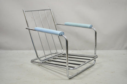 1934 Gilbert Rohde for Troy Sunshade Art Deco Easy Chair Blue Lounge Chair