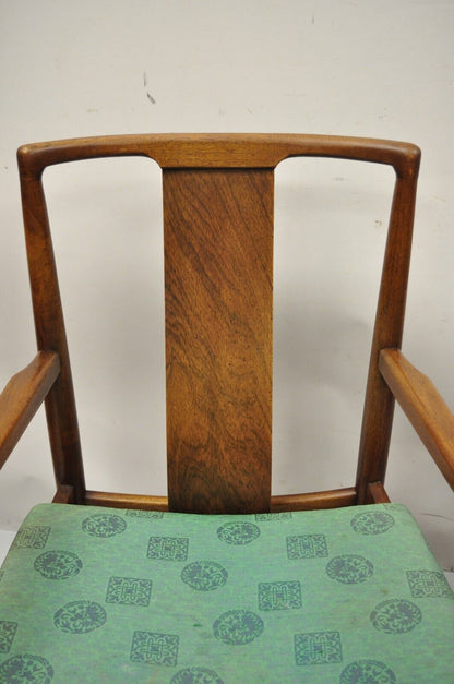 Mid Century Modern Walnut Curved Angled Back Dining Arm Chairs - a Pair