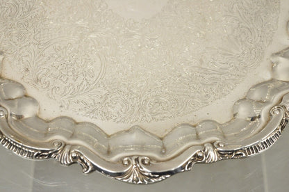 BSC English Silver Plated Victorian Style Round Scalloped Serving Platter Tray