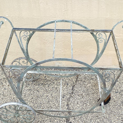 Antique Salterini Mt Vernon Wrought Iron Art Nouveau Serving Bar Tea Cart