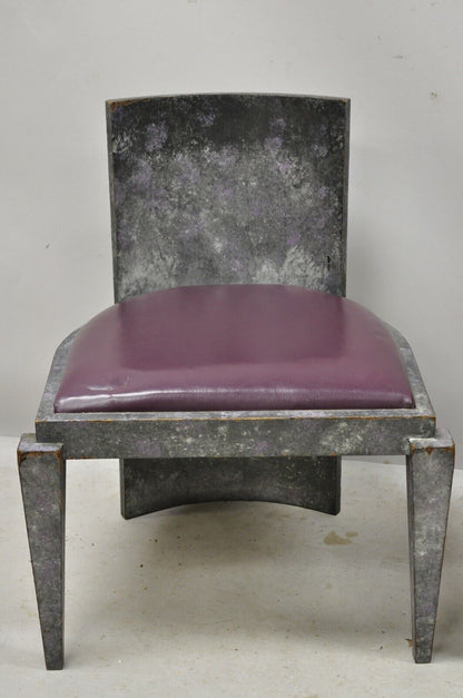 Vintage Mid Century Modern Art Deco Purple and Gray Club Game Chairs - a Pair