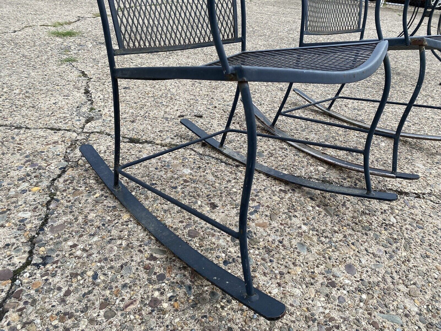 Vintage Wrought Iron Victorian Style Garden Patio Rocker Rocking Chairs - a Pair