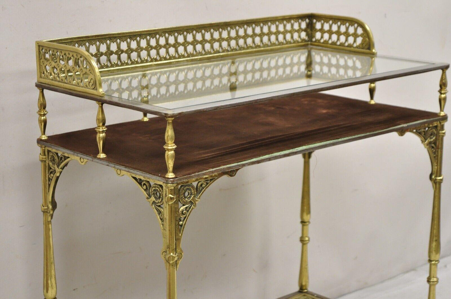 Antique French Renaissance Revival Oscar Bach Style Bronze & Iron Vanity Table