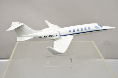 Vintage Learjet 16" Model Airplane Desk Plane Painted Metal on Acrylic Stand