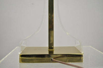 Vintage Mid Century Modern Lucite & Brass Laurel Sculptural Table Lamp