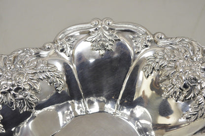 Victorian Silver Plated Floral Repousse Trinket Dish Serving Bowl Platter