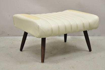 Vintage Mid Century Modern Adjustable Angle Ottoman Footstool with Wooden Legs