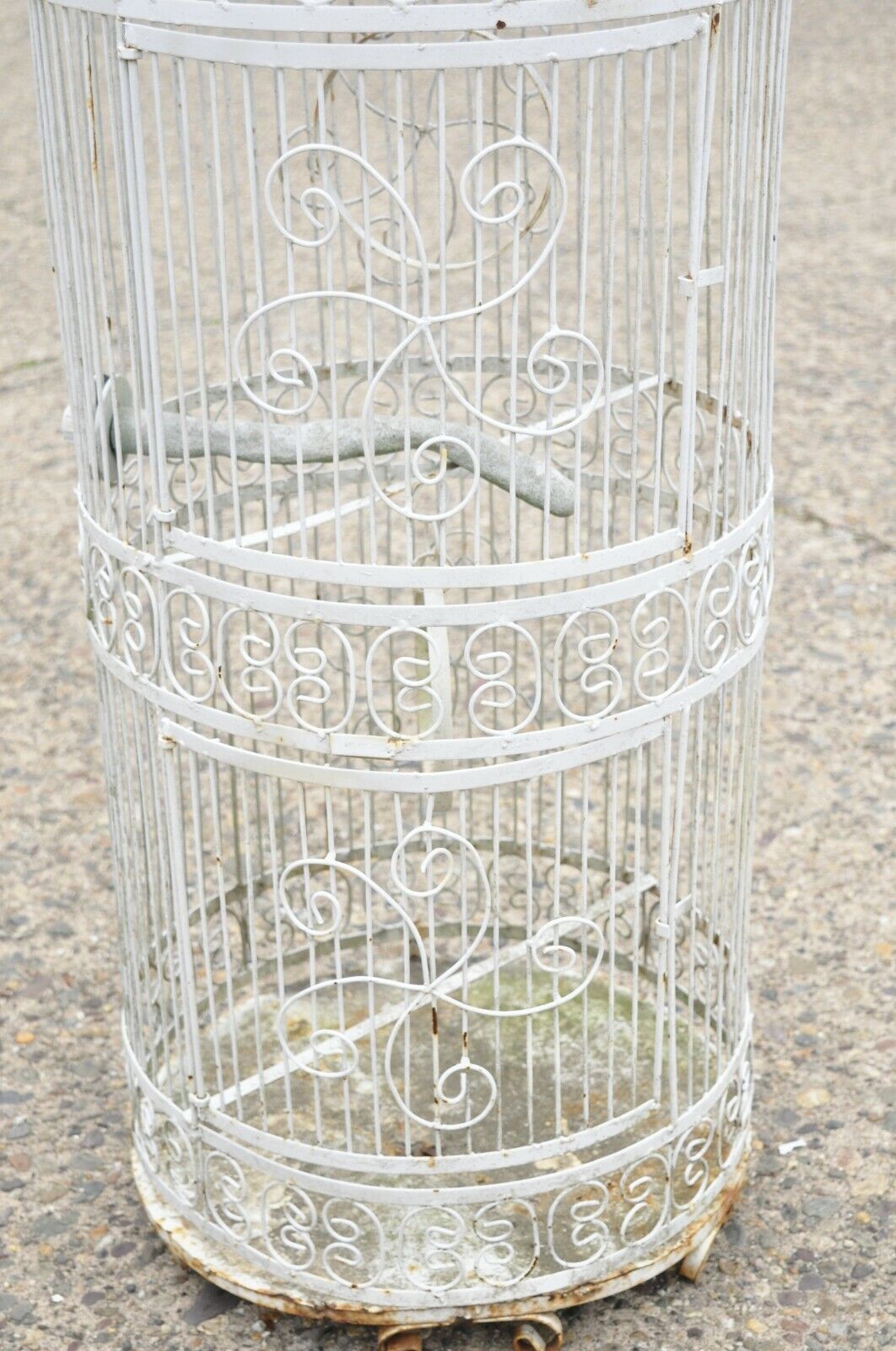 Vintage Wrought Iron Victorian Style Scrolling Wire Metal 58" Garden Birdcage