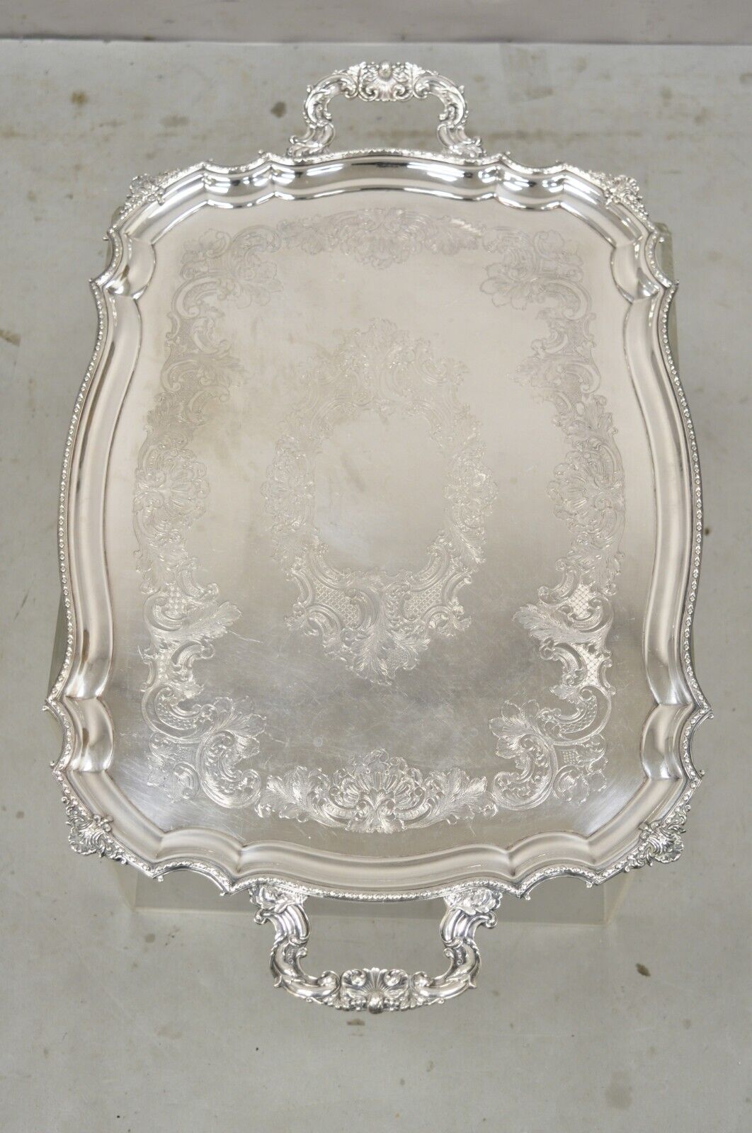 Victorian WA England Silver Plated Ornate Twin Handle Serving Platter Tray