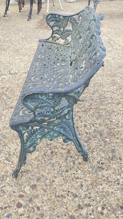 Cast Aluminum Fern and Blackberry Design Style Garden Patio Outdoor Bench