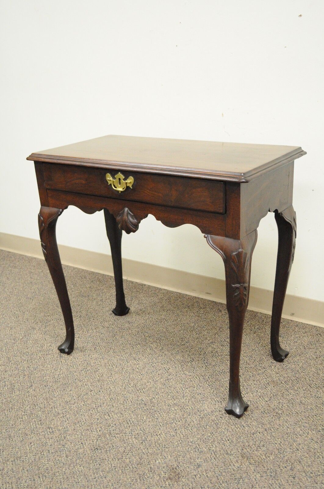 Antique 30"W Chippendale Queen Anne Shell Carved Mahogany 1 Drawer Console Table