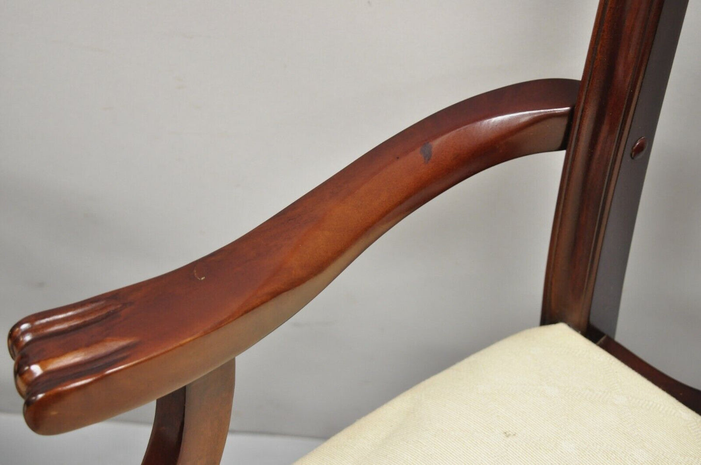 Vintage Chippendale Style Cherry Wood Dining Arm Chair by Master Design - a Pair