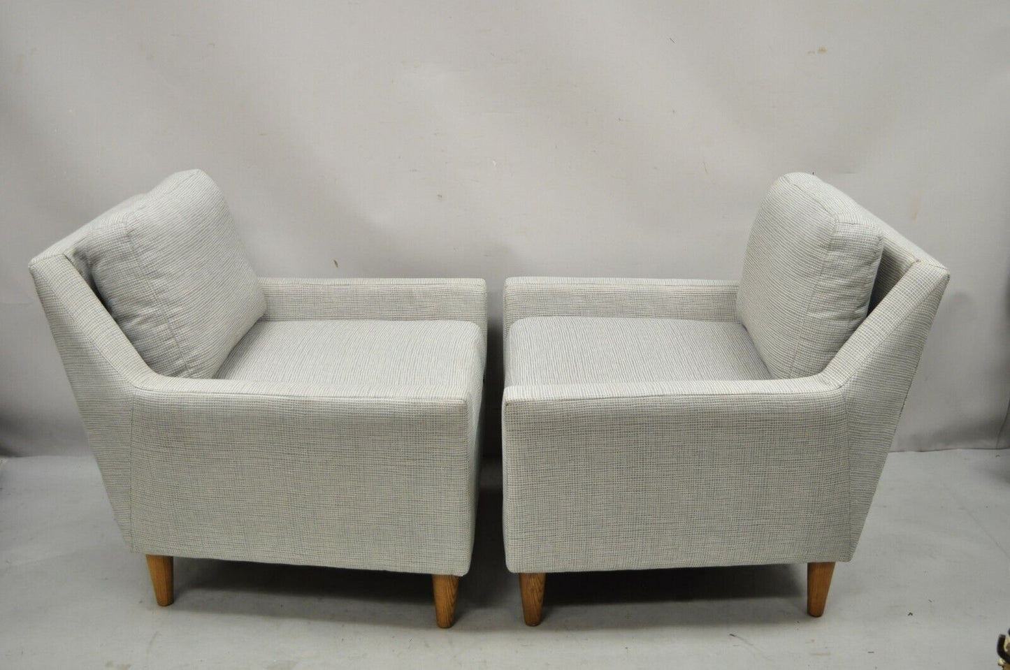 West Elm Everett Chair Gray Upholstered Club Lounge Arm Chair - a Pair