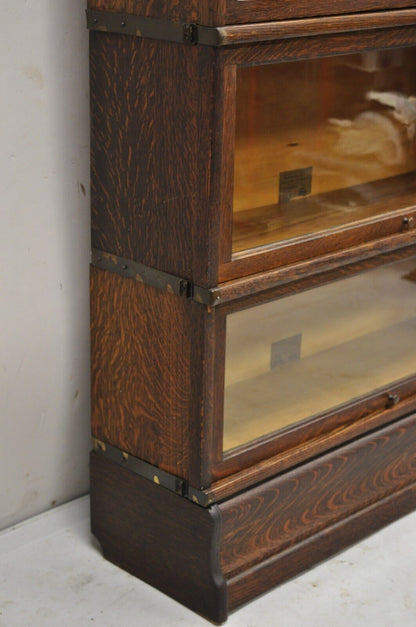 Antique Globe Wernicke Quartersawn Oak Four Section Stacking Barrister Bookcase