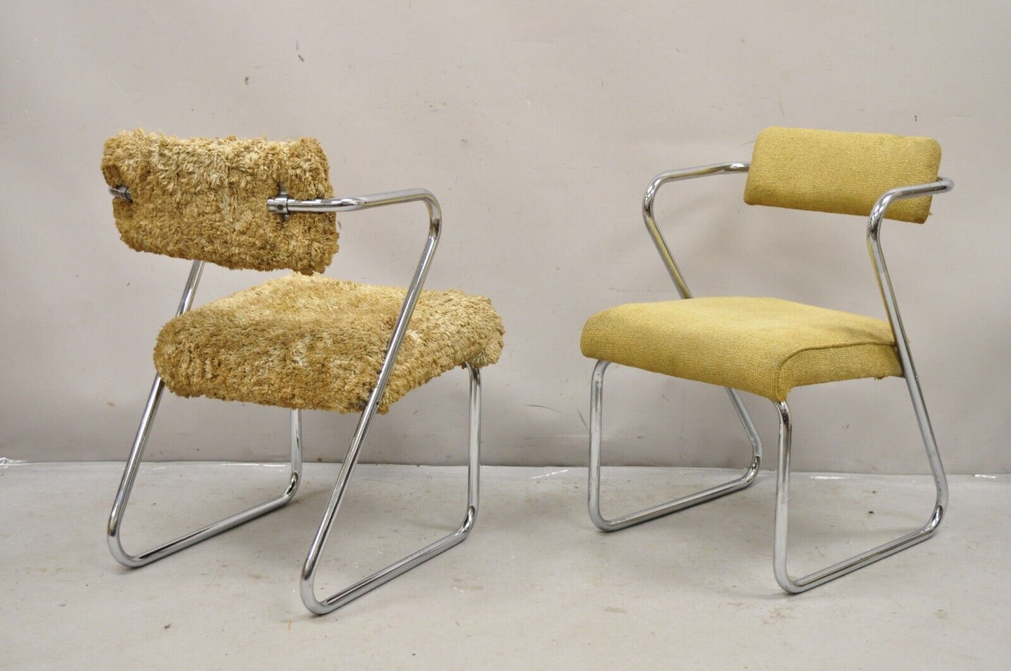 Gilbert Rohde for Troy Sunshade Tubular Chrome Z Chairs Art Deco -  a Pair