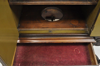 Antique French Renaissance Inlaid Walnut Record China Liquor Bar Cabinet