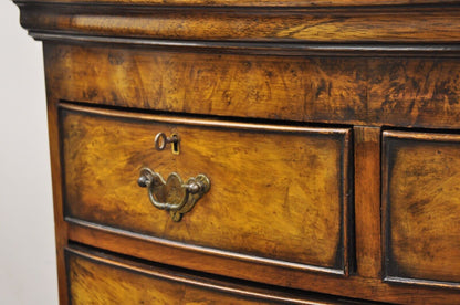 19th C English George II Burl Walnut Chest on Chest Dresser Chest of 8 Drawers