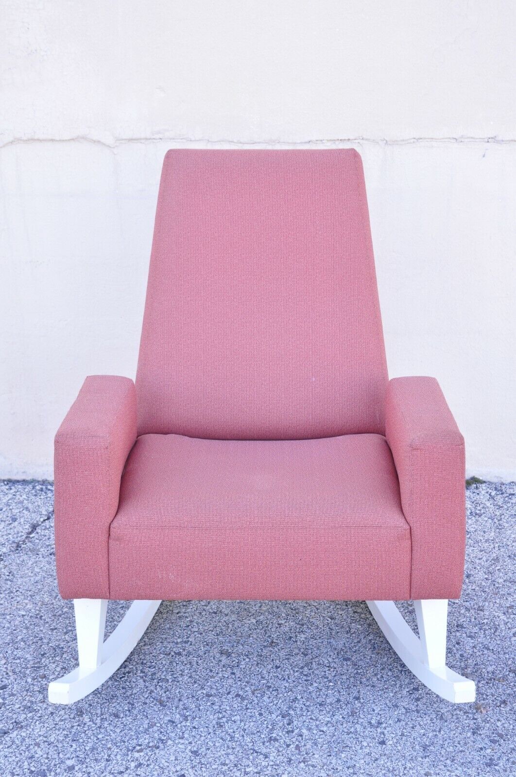 Mid Century Modern Style Wide Frame Sculptural Upholstered Rocker Rocking Chair