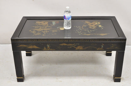 Vintage Katherine Henick Chinoiserie Chinese Black Hand Painted Coffee Table