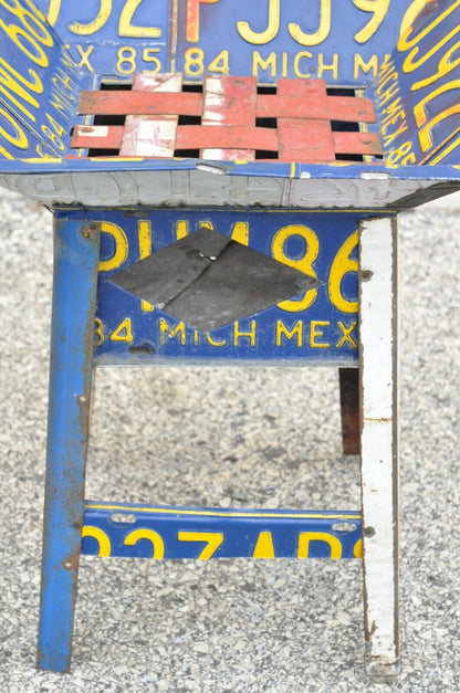 Vintage Metal License Plate Accent Side End Table Mexican Car Plates