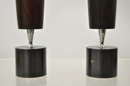 Mid Century Danish Modern 1964 Ronson Varaflame Rosewood Candlesticks - a Pair