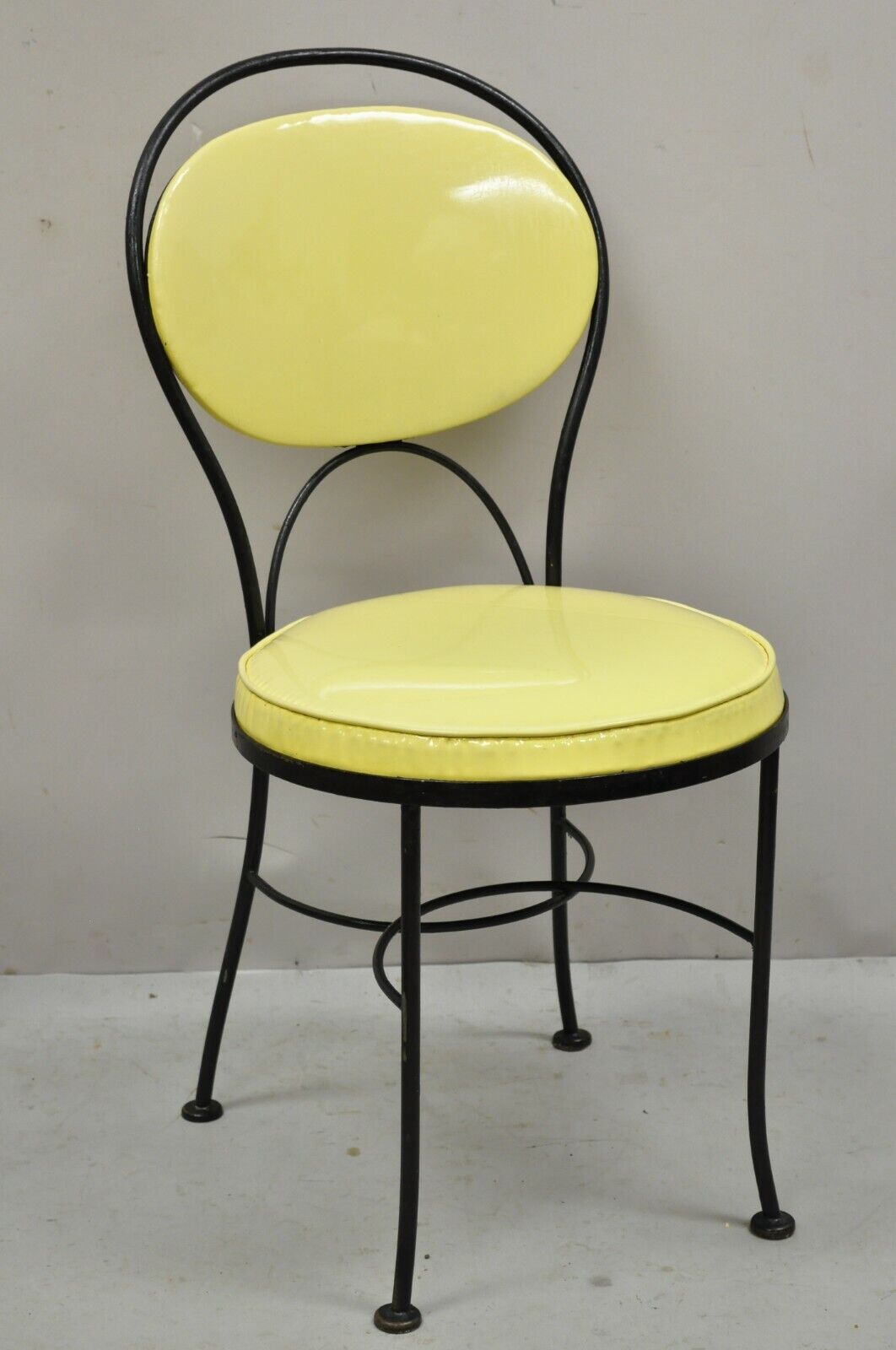 Gallo Iron Works Wrought Iron Yellow Vinyl Modern Bistro Dining Chair - Set of 4