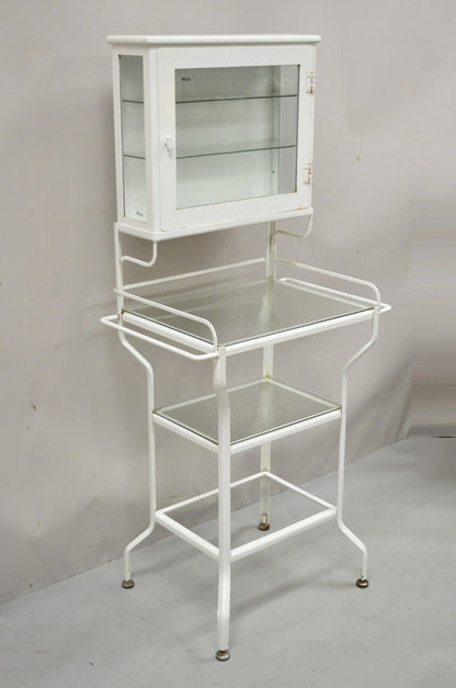 Retro Vintage Style Industrial Metal White Bathroom Cabinet Vanity Stand