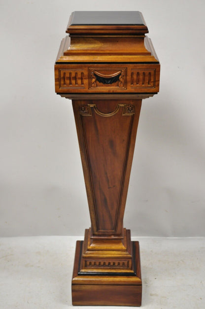 20th C. French Empire Neoclassical Mahogany Wood Pedestal Plant Stands - a Pair