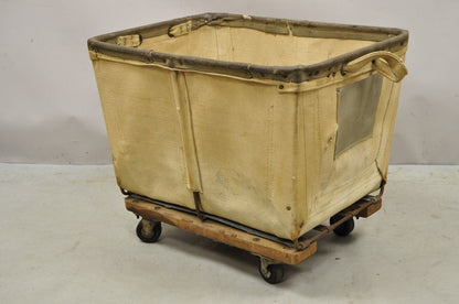 Vintage Industrial Canvas Rolling Storage Laundry Bin by Steel on Wheels