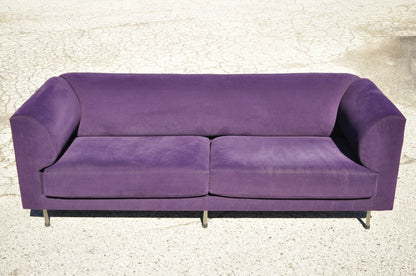 Larry Laslo for Directional Purple Modern Italian Bauhaus Style Chrome Leg Sofa