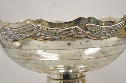 Vintage Silver Plated Art Deco Style Punch Bowl with Repeating Crane Birds