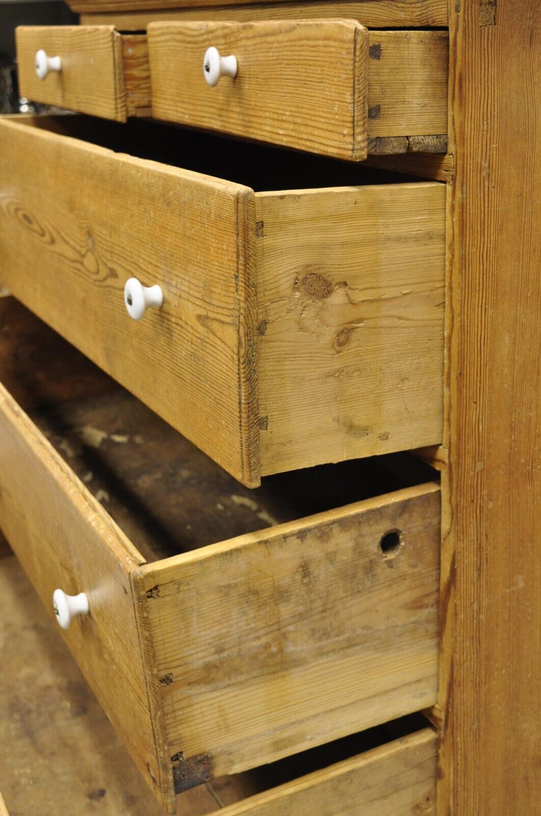 Antique 5 Drawer French Country Farmhouse Primitive Pine Dresser Chest of Drawer