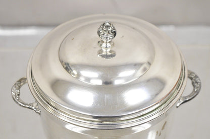 Vintage PS Co. Regency Style Silver Plated Ice Bucket with Lid and Glass Lining