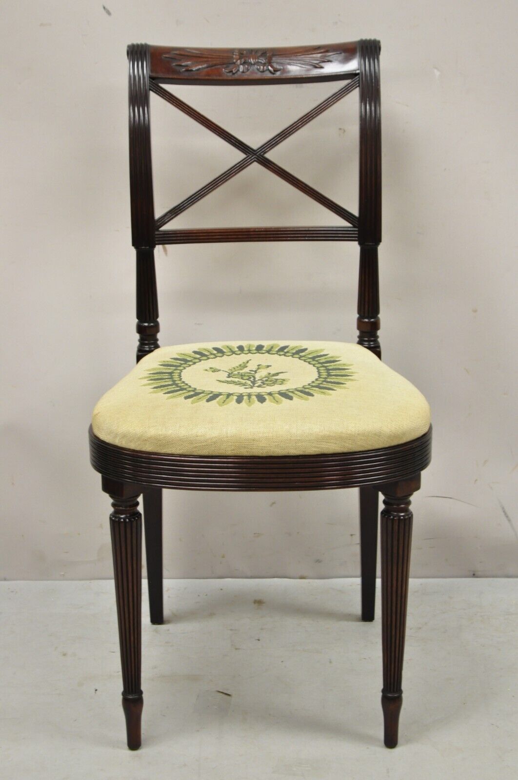 Vintage Mahogany Regency Federal Style X-Form Accent Side Chair