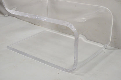 Vintage Mid Century Modern Clear Lucite Sculptural "S Form" Coffee Side Table