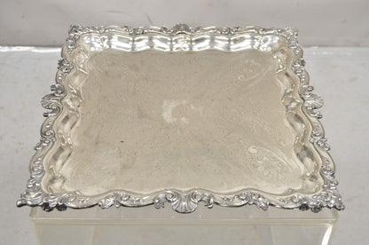 Antique BSC English Victorian 17" Square Serving Platter Tray, "M" Monogram