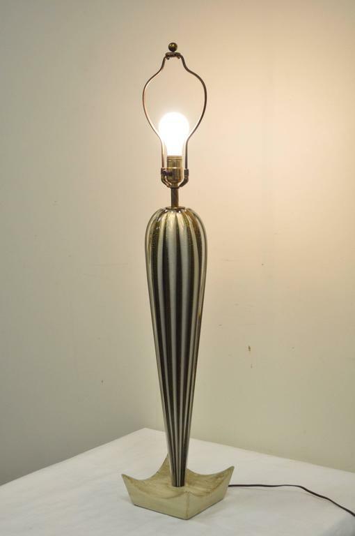 Italian Murano Blown Glass Gold Fleck Mid Century Modern Teardrop Table Lamp