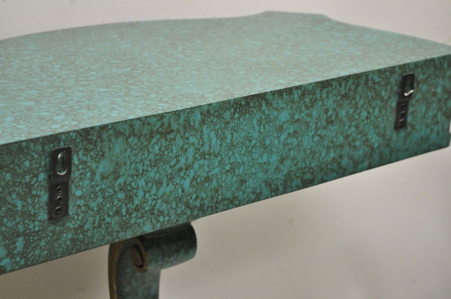 Rococo Baroque Style Green Blue Gold Small Pedestal Base Console Side Table