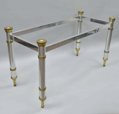 Chrome & Brass Maison Jansen Hollywood Regency Console Dining Desk Table Base