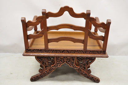 Vintage Chinoiserie Carved Teak Wood Howdah Elephant Saddle Accent Chair