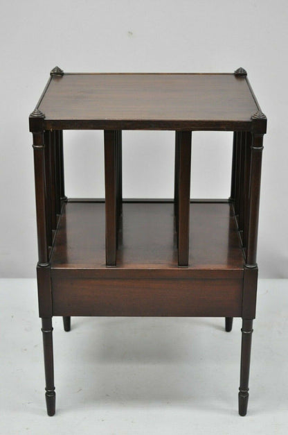 Mahogany One Drawer Sheraton Federal Style Side End Table Magazine Book Stand