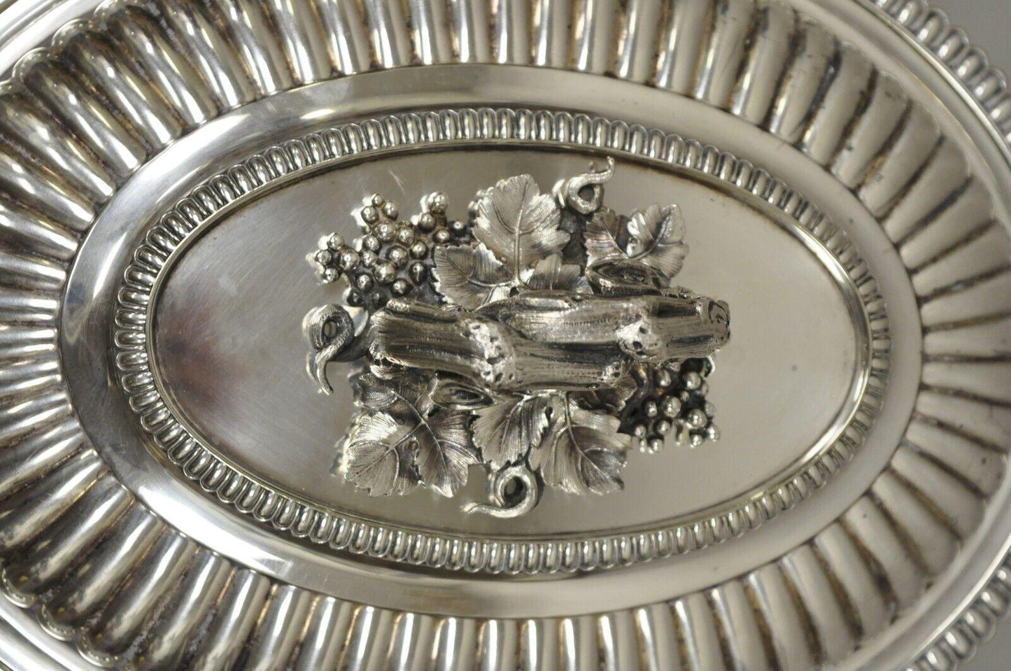 Neoclassical Elkington & Co Covered Serving Dish with Branch Grapevine Handle