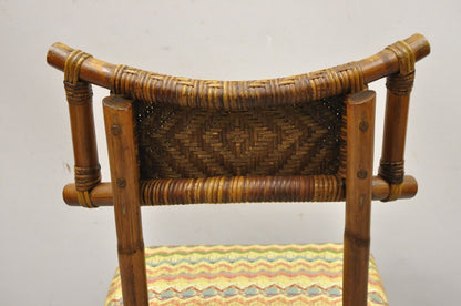 Vintage Bentwood Bamboo Rattan Tiki Hollywood Regency Dining Chairs - Set of 4