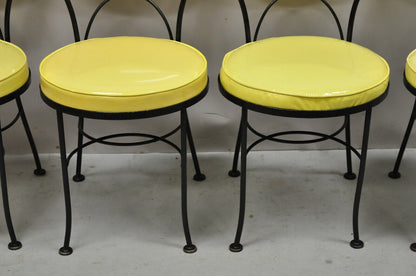 Gallo Iron Works Wrought Iron Yellow Vinyl Modern Bistro Dining Chair - Set of 4