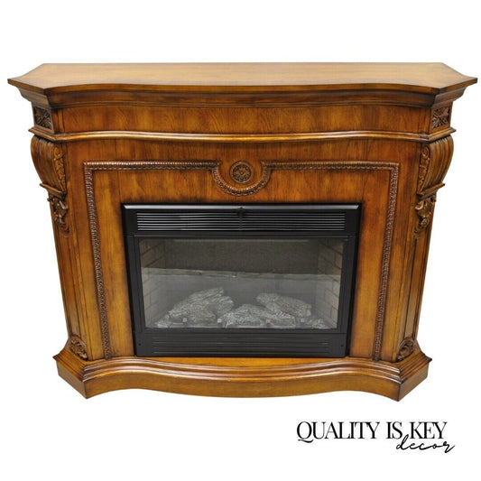 Twin Star International 62" Cherry Wood Empire Style Heater TV Stand Fireplace