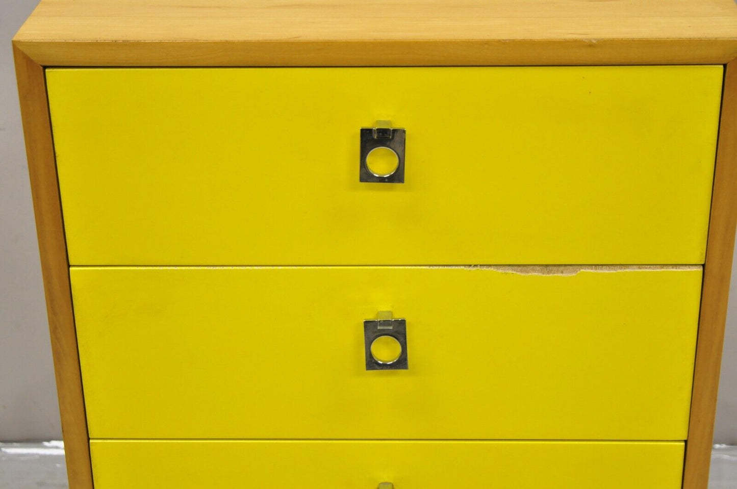 Founders Jack Cartwright Mid Century Modern Yellow Nightstand Chest Maple Chrome