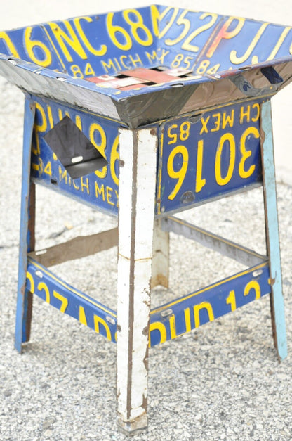 Vintage Metal License Plate Accent Side End Table Mexican Car Plates