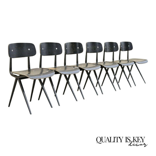 Industry West Madewell Industrial School Side Chair Black Metal Frame - Set of 6