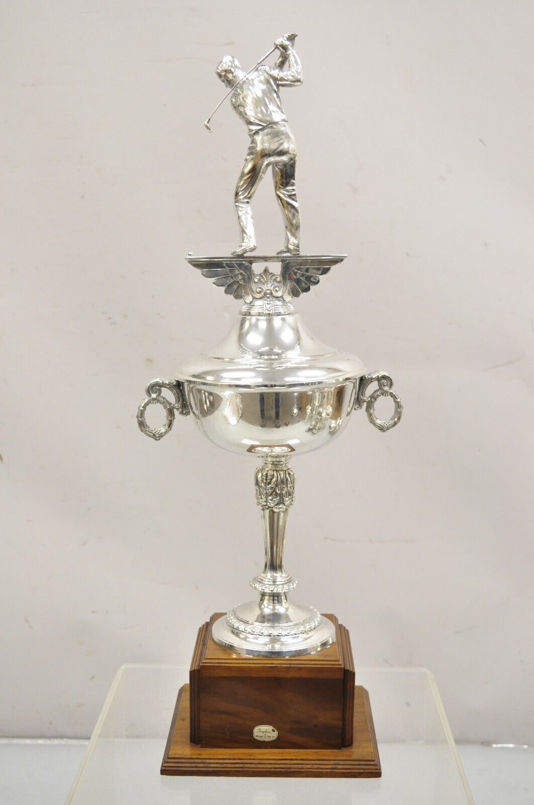 Vintage Art Deco Style Large 30" Silver Plated Golf Tournament Trophy Cup Award